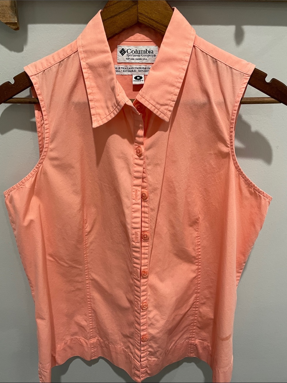 Columbia Sleeveless Button-Front Shirt - Coral Peach